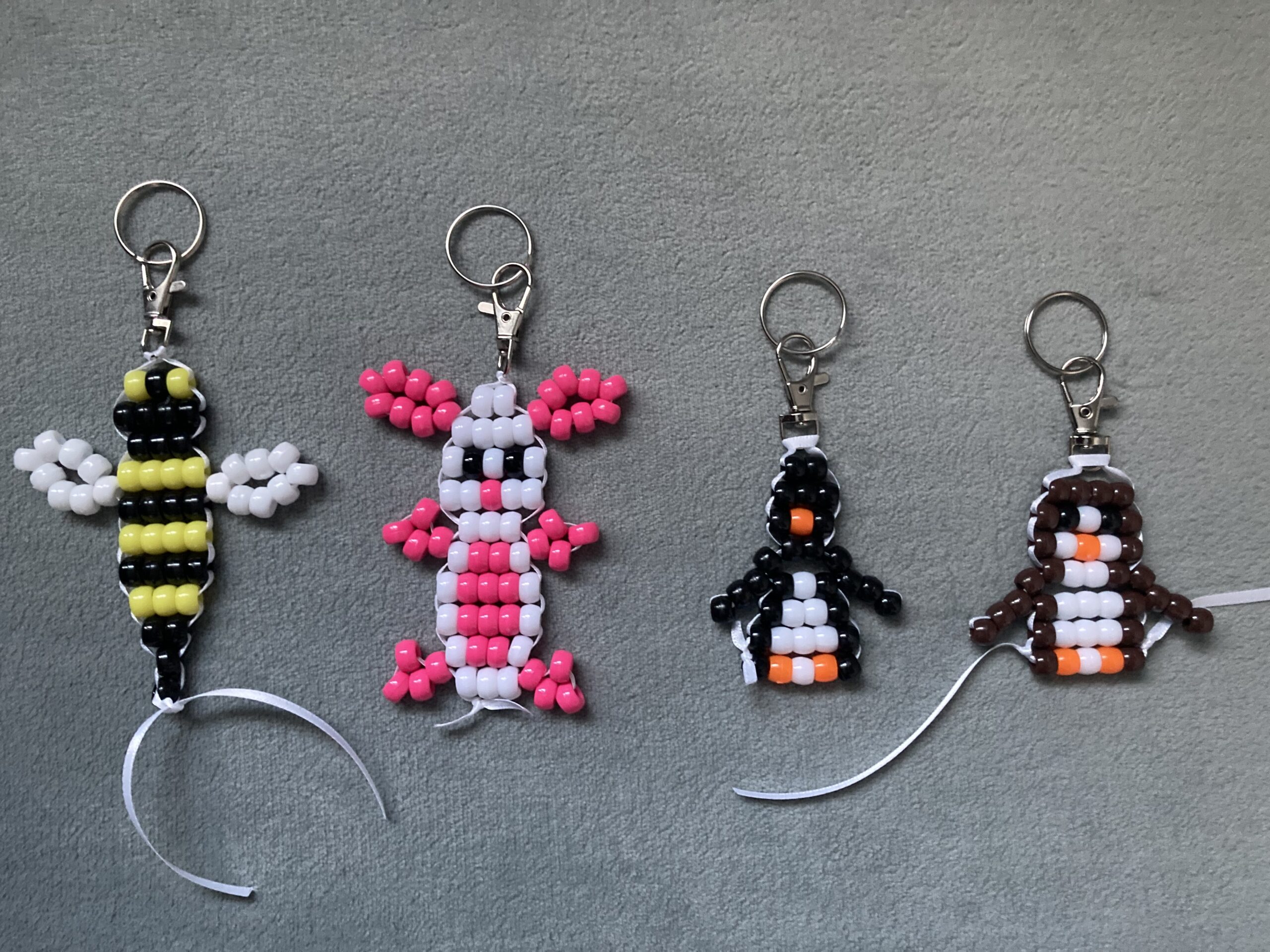 Various Bead Animal Keychains Bead Pet Pony Bead Keychain Plastic Bead  Keychain Gift Idea Stocking Stuffer Idea 